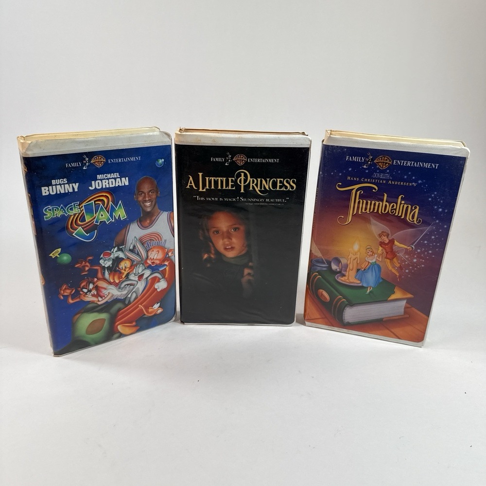 Warner Bros VHS Lot Space Jam Thumbelina A Little Princess 90s Vintage